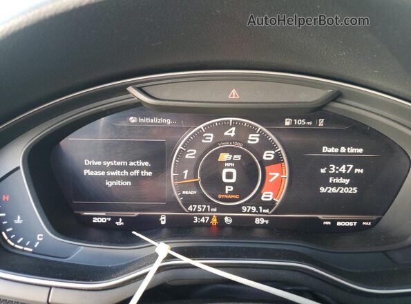 WAUB4CF50JA127129 2018 AUDI S5 Gray Սարքավորումների վահանակի տեսք
