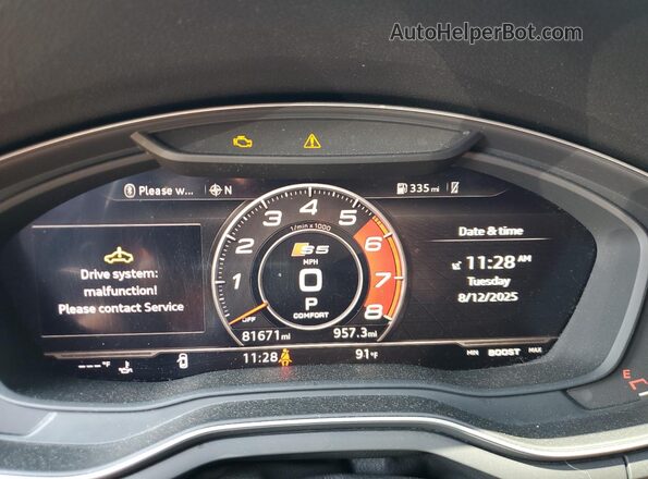 WAUB4CF58JA004792 2018 AUDI S5 Gray Widok zestawu wskaźników