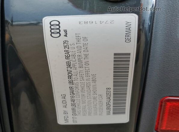 WAUBNDF54JA025318 2018 AUDI OTHER Charcoal Vista del compartimento del motor