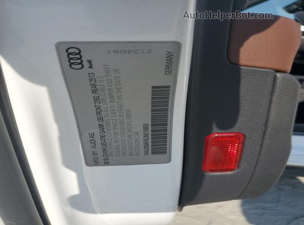 WAUDNAF45JN016859 2018 AUDI OTHER White Widok naklejki z numerem VIN