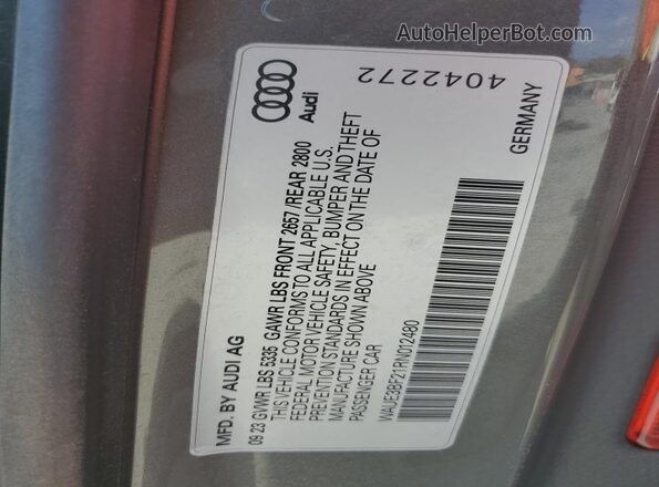 WAUE3BF21RN012480 2024 AUDI OTHER Gray Widok naklejki z numerem VIN