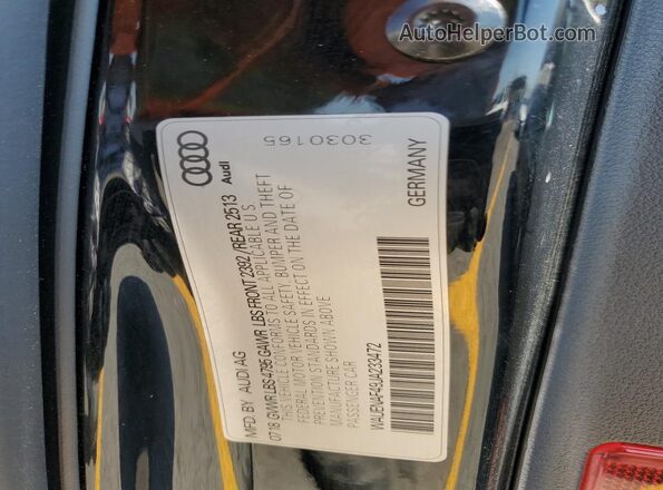 WAUENAF49JA233472 2018 AUDI OTHER Black ძრავის განყოფილების ხედი