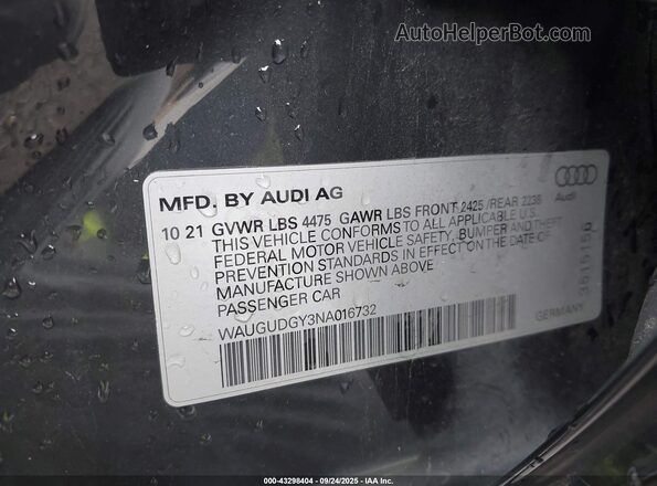 WAUGUDGY3NA016732 2022 AUDI OTHER Серый Вид подкапотного пространства