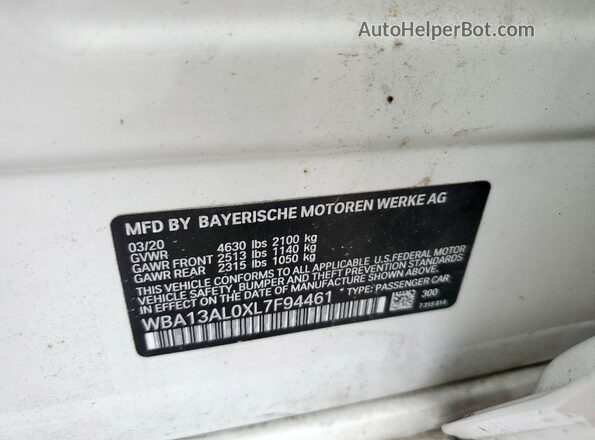 WBA13AL0XL7F94461 2020 BMW M2 Белый Вид подкапотного пространства
