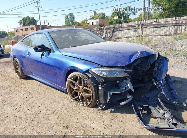 WBA13AR08MCG35752 2021 BMW M4 Синий Передняя правая четверть
