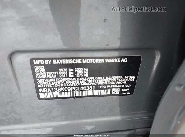 WBA13BK09PCL46381 2023 BMW M5 Gray Вид підкапотного простору