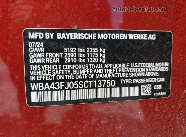 WBA43FJ05SCT13750 2025 BMW OTHER Red Engine compartment view