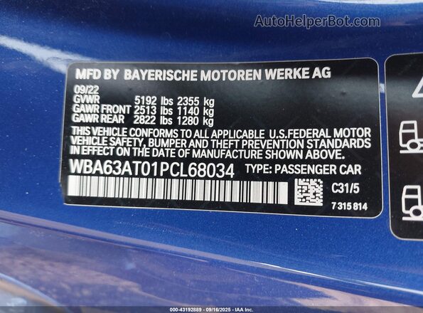 WBA63AT01PCL68034 2023 BMW M4 Blue Вид підкапотного простору