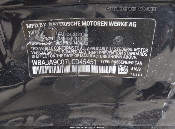 WBAJA9C07LCD45451 2020 BMW 5 SERIES Black Вид підкапотного простору
