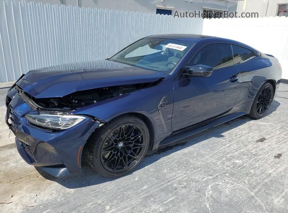 WBS33AZ0XRCN89432 2024 BMW M4 Blue წინა მარცხენა ხედი სამი მეოთხედიდან