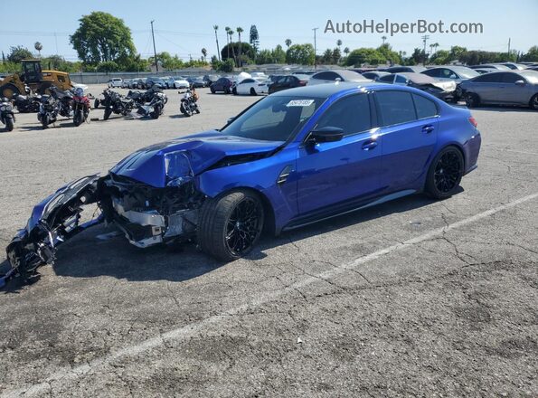 WBS33HJ09SFU59165 2025 BMW M3 Blue Առջևի ձախ երեք քառորդ տեսարան