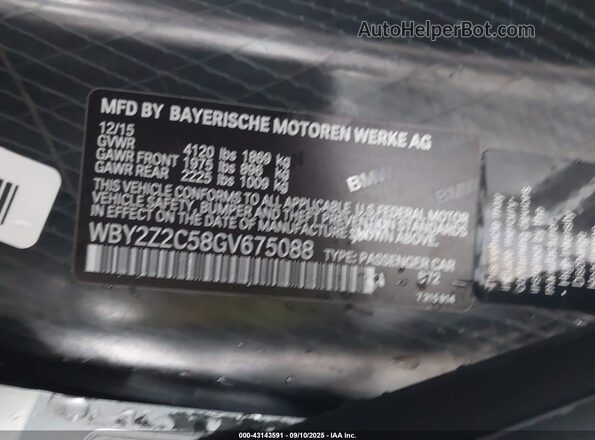 WBY2Z2C58GV675088 2016 BMW I8 Purple Widok komory silnika