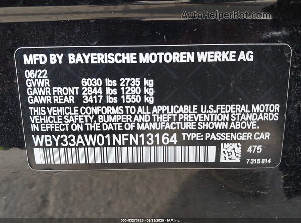 WBY33AW01NFN13164 2022 BMW I4 Черный Вид подкапотного пространства