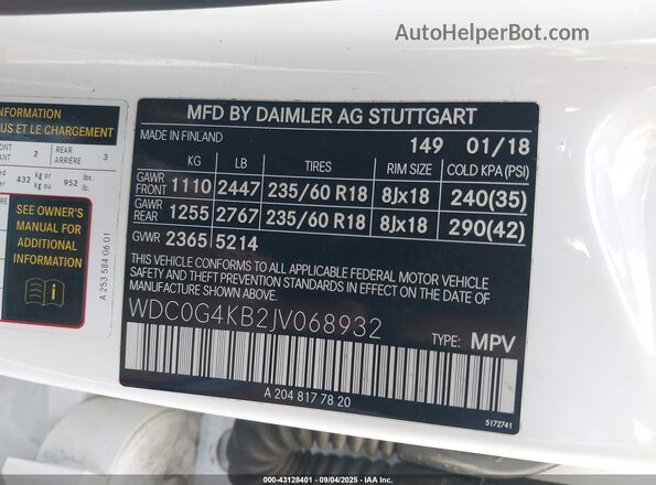 WDC0G4KB2JV068932 2018 MERCEDES-BENZ GLC-CLASS White Вид підкапотного простору