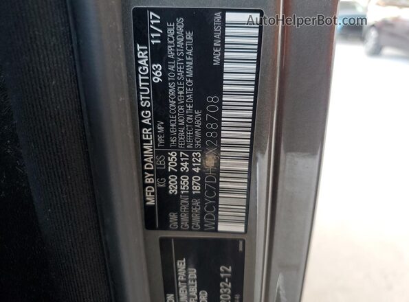 WDCYC7DH4JX288708 2018 MERCEDES-BENZ G-CLASS Green Вид наклейки з VIN-кодом