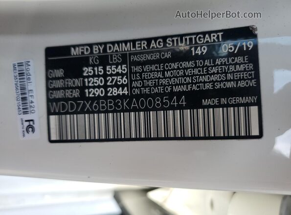WDD7X6BB3KA008544 2019 MERCEDES-BENZ AMG Белый Вид подкапотного пространства