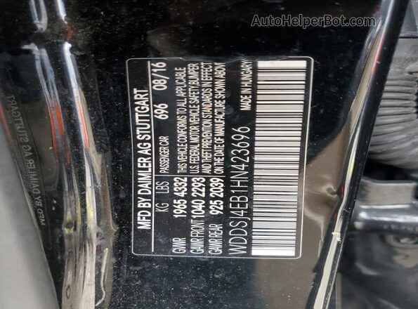 WDDSJ4EB1HN423696 2017 MERCEDES-BENZ CLA-CLASS Black VIN კოდის სტიკერის ხედი