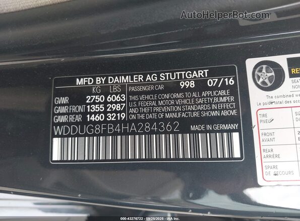 WDDUG8FB4HA284362 2017 MERCEDES-BENZ S-CLASS Фиолетовый Вид подкапотного пространства