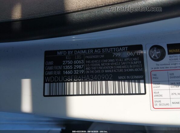 WDDUG8FB6HA340902 2017 MERCEDES-BENZ S-CLASS Белый Вид подкапотного пространства
