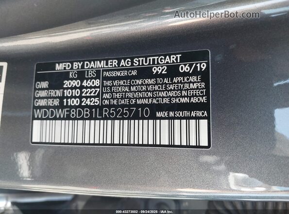 WDDWF8DB1LR525710 2020 MERCEDES-BENZ C-CLASS Silver Vista del compartimento del motor