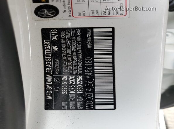 WDDZF4JB6JA456180 2018 MERCEDES-BENZ E White Vista del compartimento del motor