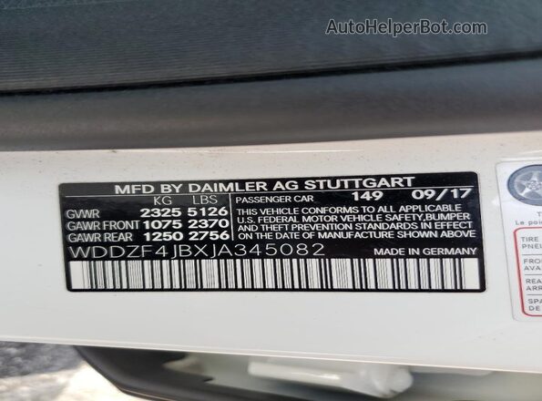 WDDZF4JBXJA345082 2018 MERCEDES-BENZ E White Engine compartment view