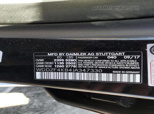 WDDZF4KB4JA347330 2018 MERCEDES-BENZ E Black Engine compartment view