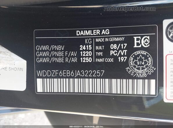 WDDZF6EB6JA322257 2018 MERCEDES-BENZ AMG E 43 Черный Вид подкапотного пространства