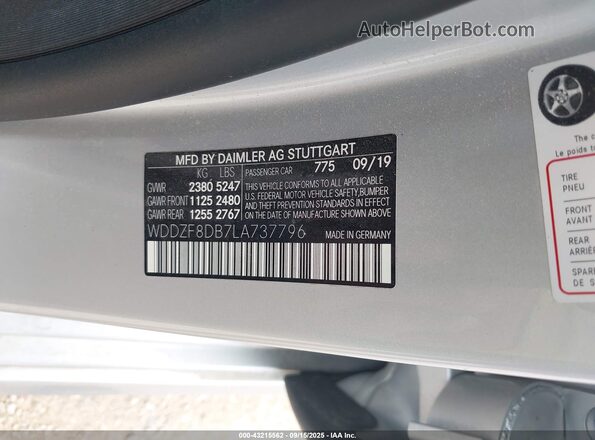WDDZF8DB7LA737796 2020 MERCEDES-BENZ E Серебряный Вид подкапотного пространства