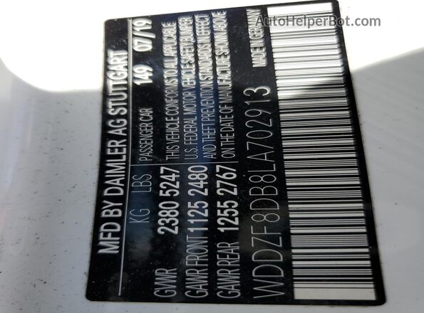 WDDZF8DB8LA702913 2020 MERCEDES-BENZ E Белый Вид подкапотного пространства