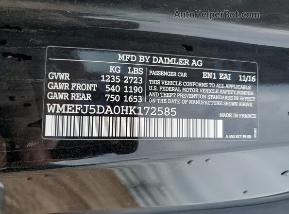 WMEFJ5DA0HK172585 2017 SMART FORTWO Gray Շարժիչի բաժամունքի տեսք