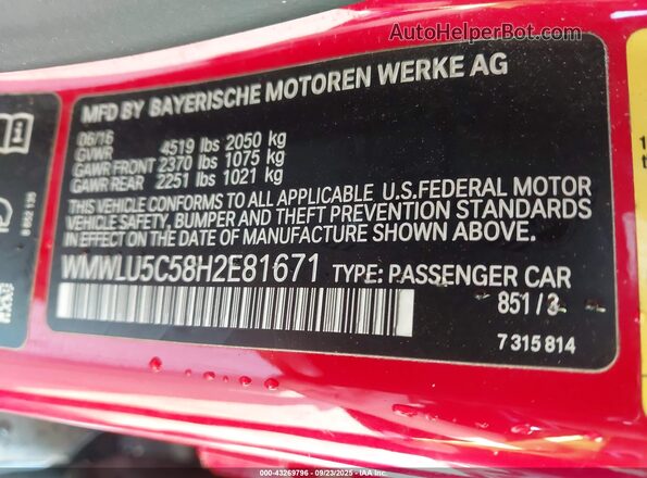 WMWLU5C58H2E81671 2017 MINI CLUBMAN Red Widok komory silnika