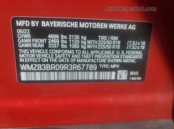 WMZ83BR09R3R67789 2024 MINI COOPER Red ძრავის განყოფილების ხედი
