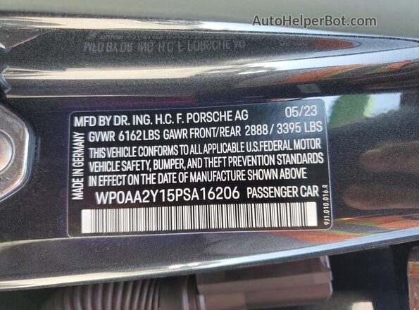WP0AA2Y15PSA16206 2023 PORSCHE TAYCAN Розовый Вид подкапотного пространства