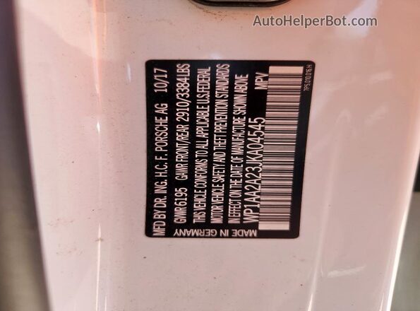 WP1AA2A23JKA04545 2018 PORSCHE CAYENNE White Vista interior de 360 grados
