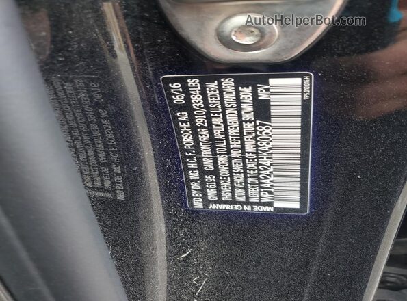 WP1AA2A24HKA80687 2017 PORSCHE CAYENNE Black VIN კოდის სტიკერის ხედი