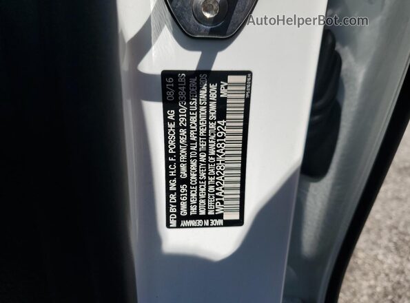 WP1AA2A28HKA81924 2017 PORSCHE CAYENNE White Панорамний вид салону 360°