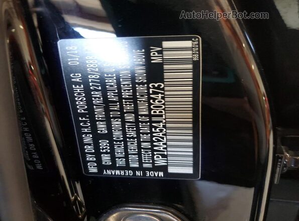 WP1AA2A54JLB06473 2018 PORSCHE MACAN Black Widok naklejki z numerem VIN