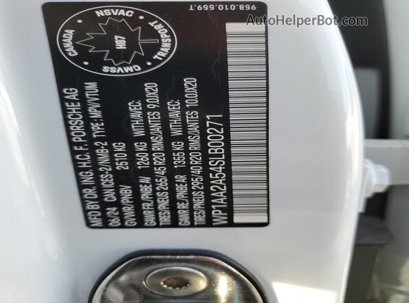 WP1AA2A54SLB00271 2025 PORSCHE MACAN White Widok wnętrza 360 stopni