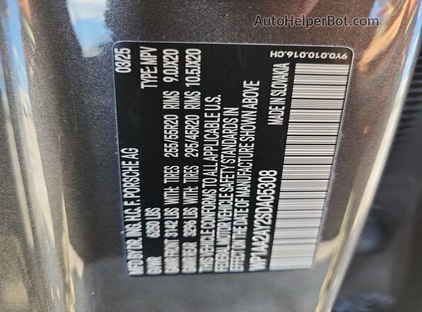 WP1AA2AY2SDA05308 2025 PORSCHE CAYENNE Gray Widok naklejki z numerem VIN