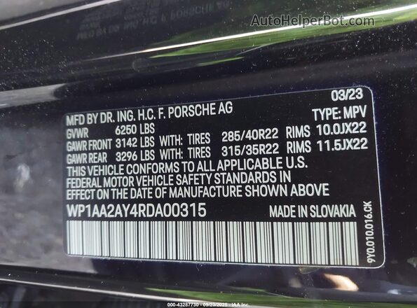 WP1AA2AY4RDA00315 2024 PORSCHE CAYENNE Черный Вид подкапотного пространства
