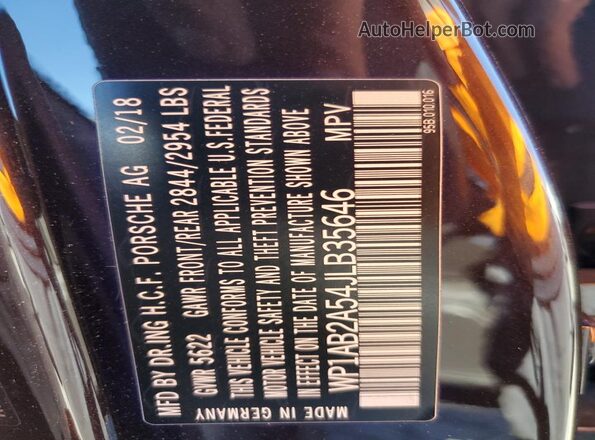 WP1AB2A54JLB35646 2018 PORSCHE MACAN Brown VIN sticker view