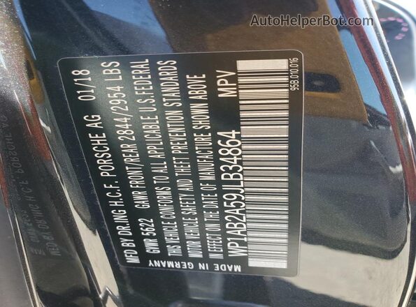 WP1AB2A59JLB34864 2018 PORSCHE MACAN Charcoal VIN sticker view