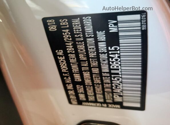 WP1AG2A51JLB65415 2018 PORSCHE MACAN White Vista interior de 360 grados