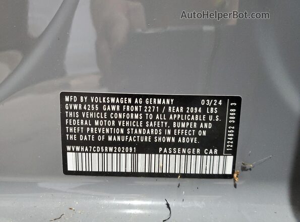 WVWHA7CD5RW202091 2024 VOLKSWAGEN GTI Gray ძრავის განყოფილების ხედი