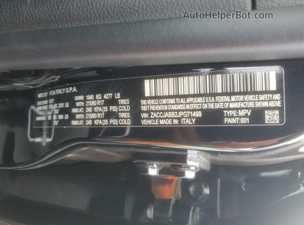 ZACCJABB2JPG71499 2018 JEEP RENEGADE Black Vista interior de 360 grados