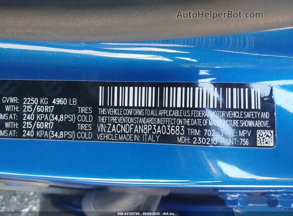 ZACNDFAN8P3A03683 2023 DODGE OTHER Синий Вид подкапотного пространства