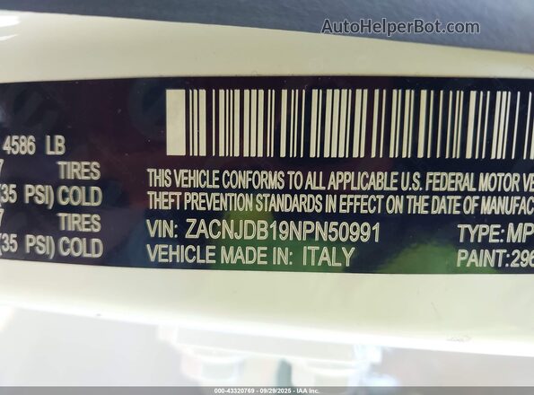 ZACNJDB19NPN50991 2022 JEEP RENEGADE Белый Вид подкапотного пространства