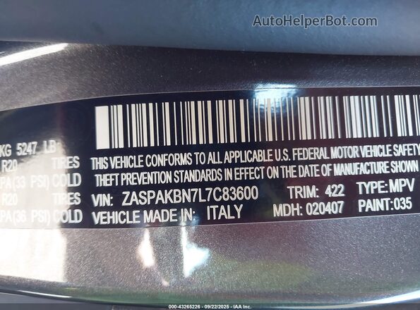 ZASPAKBN7L7C83600 2020 ALFA ROMEO STELVIO Серый Вид подкапотного пространства