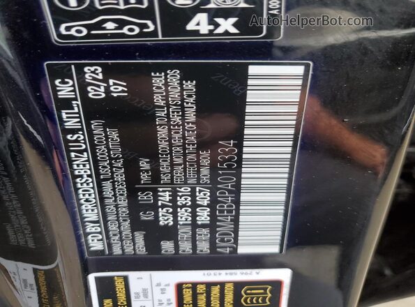 4JGDM4EB4PA015334 2023 MERCEDES-BENZ EQS Black Vista de la etiqueta del VIN